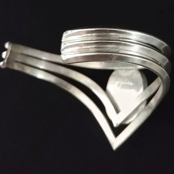 Jaw-Dropping Triple Strand Heavy Gauge 925 Silver Dichroic RULA GLASS Bracelet - Picture 6 of 9